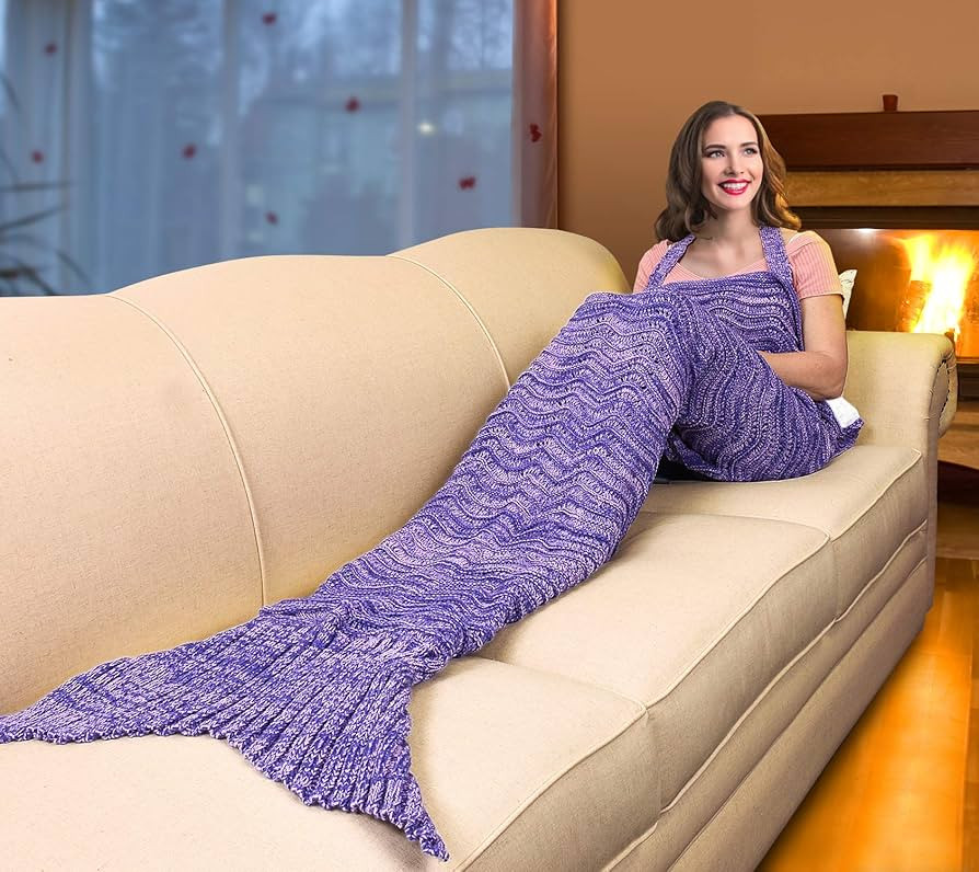 Catalonia Mermaid Tail Sherpa Blanket, Super Soft Warm Comfy Sherpa-Lined Knit Mermaids with Non-... | Amazon (US)