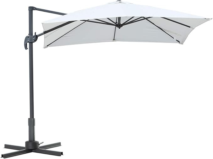 Outsunny 8’ x 8’ Square Offset 360 Cantilever Market Patio Umbrella with Cross Base -Cream Wh... | Amazon (US)