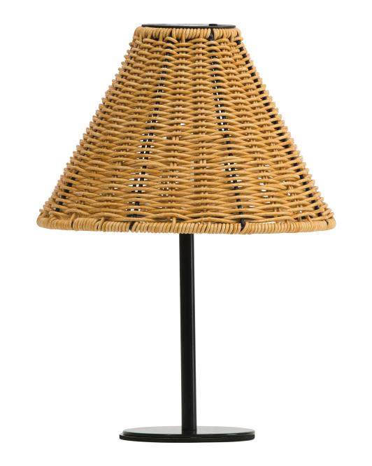 12in Plastic Rattan Outdoor Solar Lamp | TJ Maxx