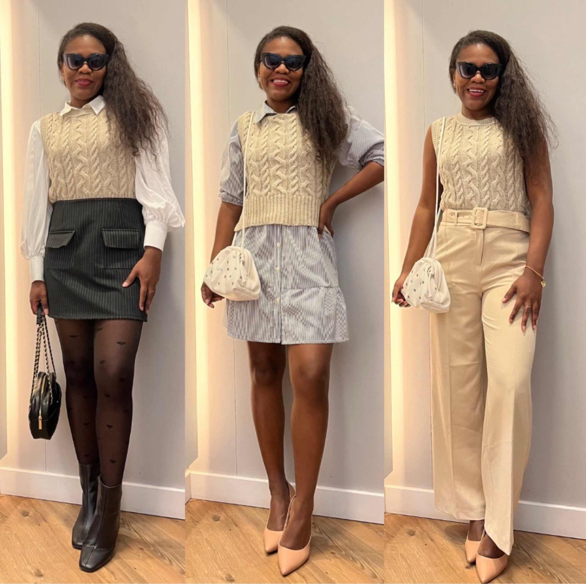 FORMAS DE USO: COLETE DE TRICÔ. 

O colete de tricô é uma peça bem versátil e da um toque de estilo para os seus looks! 🤌🏾✨