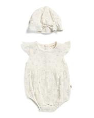 Newborn Girls Gauze Bubble Bodysuit With Sun Hat | TJ Maxx