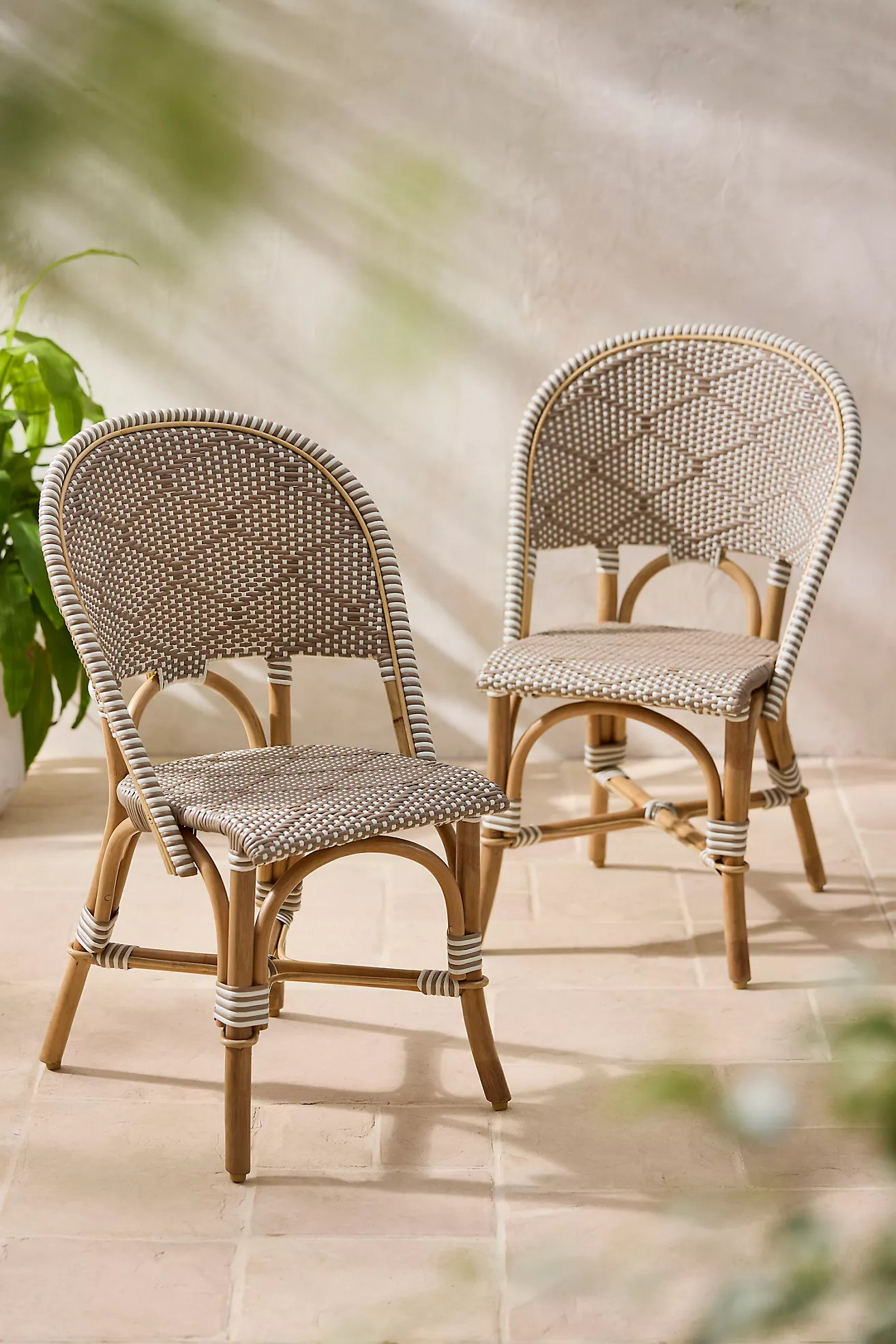 Wave Woven Indoor/Outdoor Bistro Chairs, Set of 2 | Anthropologie (US)