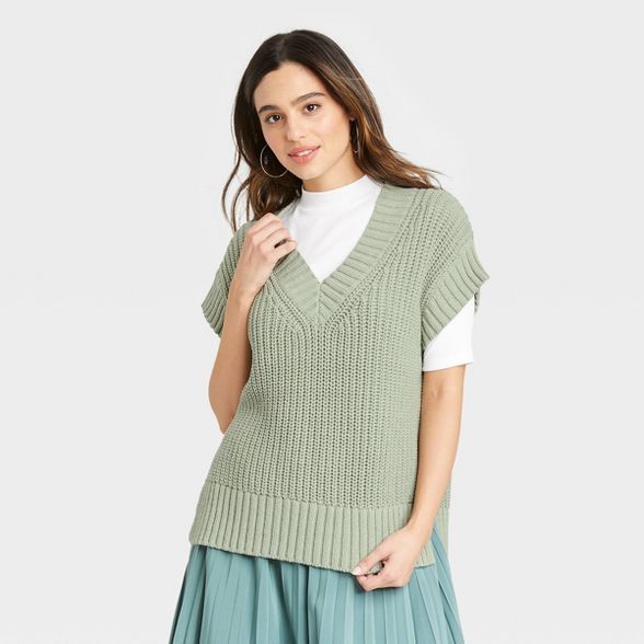 Women&#39;s V-Neck Sweater Vest - A New Day&#8482; Mint L | Target