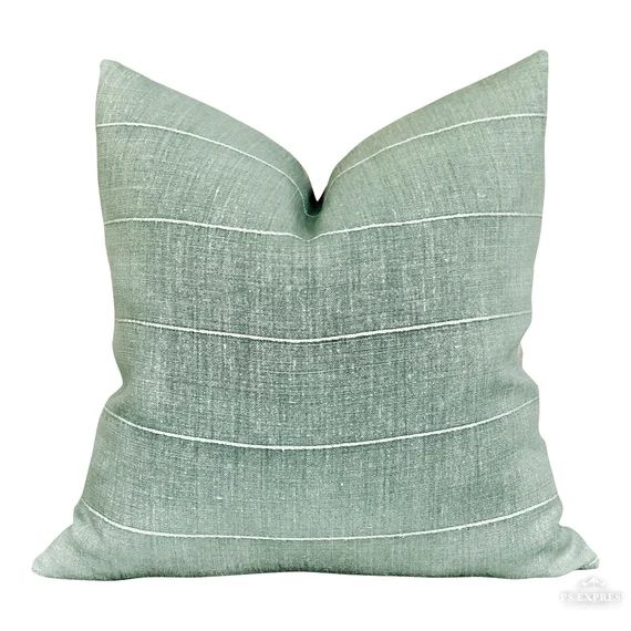Vintage Sage Green Pillow Cover // Farmhouse Decor Pillow // Laurel Green Decorative Pillow // Ac... | Etsy (US)