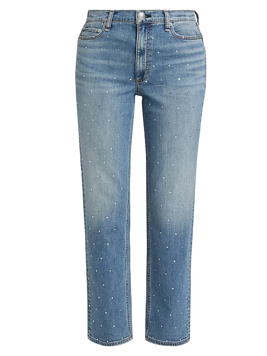 Women's Harlow Rhinestone-Embellsihed Straight Jeans - Orian Jewel - Size 33 | Saks Fifth Avenue