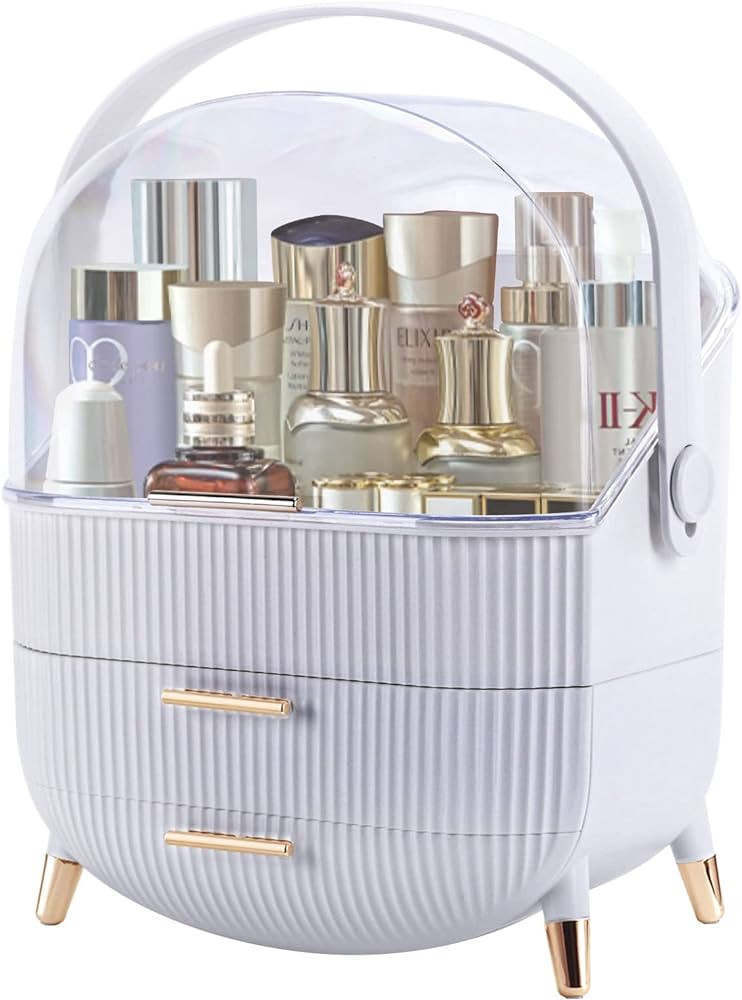 Make up Organizers and Storage for Vanity, Cosmetics Skincare Organizers with Lid and Drawers, Co... | Amazon (US)