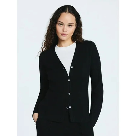 Scoop Women’s V Neck Cardigan Sweater with Long Sleeves, Lightweight, Sizes XS-XXL | Walmart (US)
