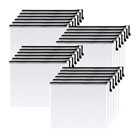 SUNEE Plastic Mesh Zipper Pouch 9x13 in (Black 24 Packs) Extra Large Water-Resistant Zip Bag for Sch | Walmart (US)