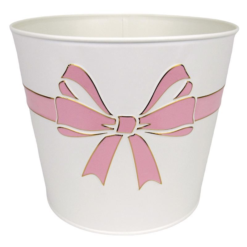 8 in Metal Bow Container White | At Home