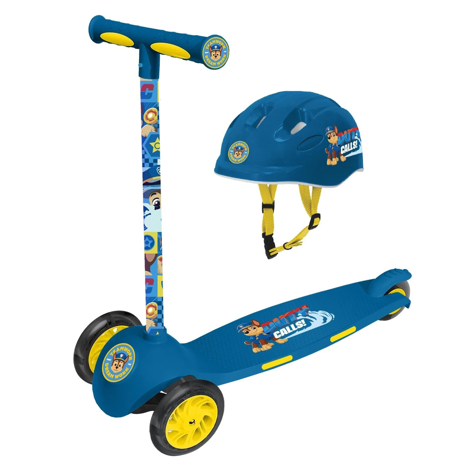 Paw Patrol 3 Wheel Scooter and Helmet Set - Blue - Chase - 50lbs - Unisex - Toddler - Ages 2-5 | Walmart (US)