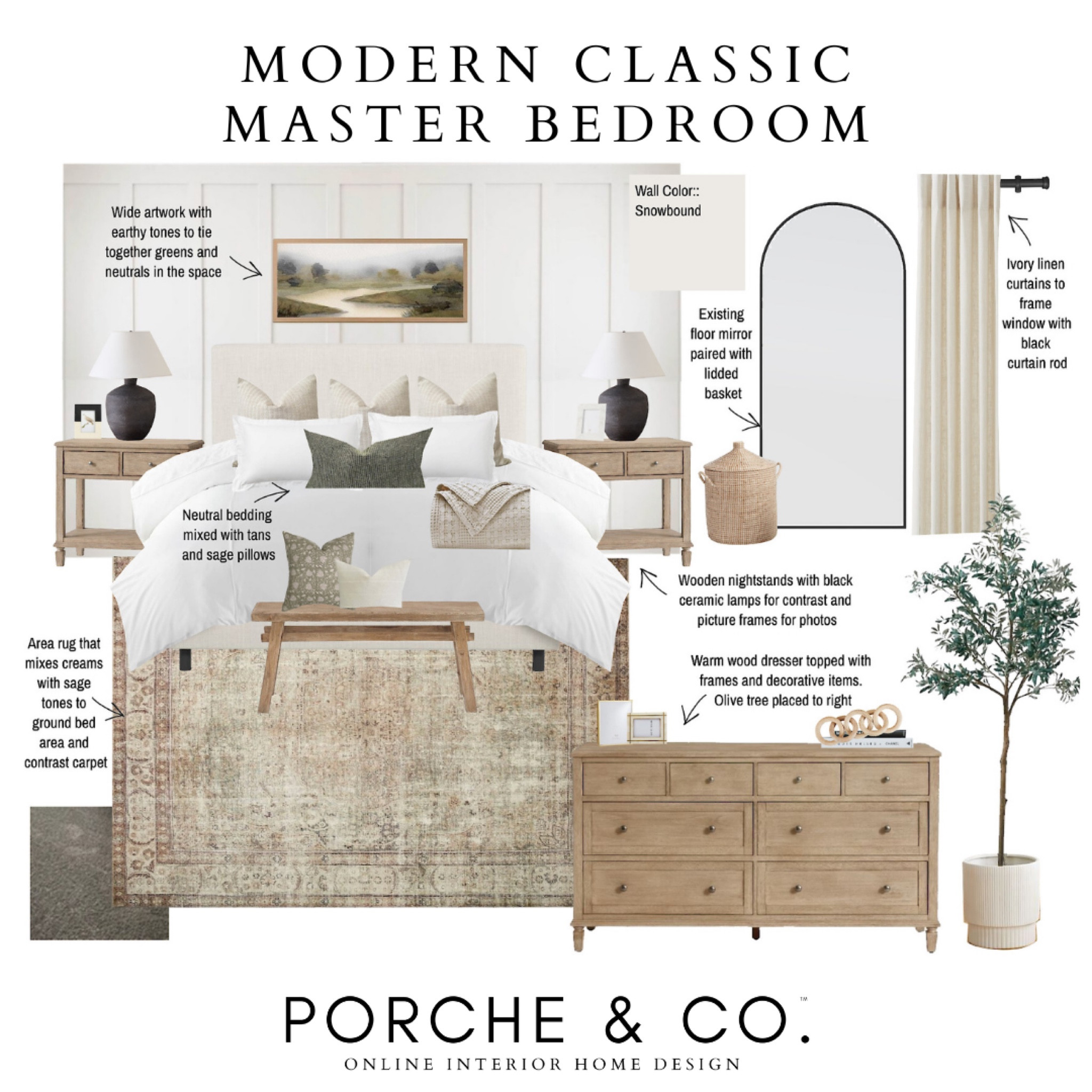 Bedroom inspo, master bedroom mood board, master bedroom design, upholstered bed, wood dresser, Loloi rug, bedroom decor, bedroom #masterbedroom #moodboard 

#LTKstyletip #LTKhome #LTKSeasonal