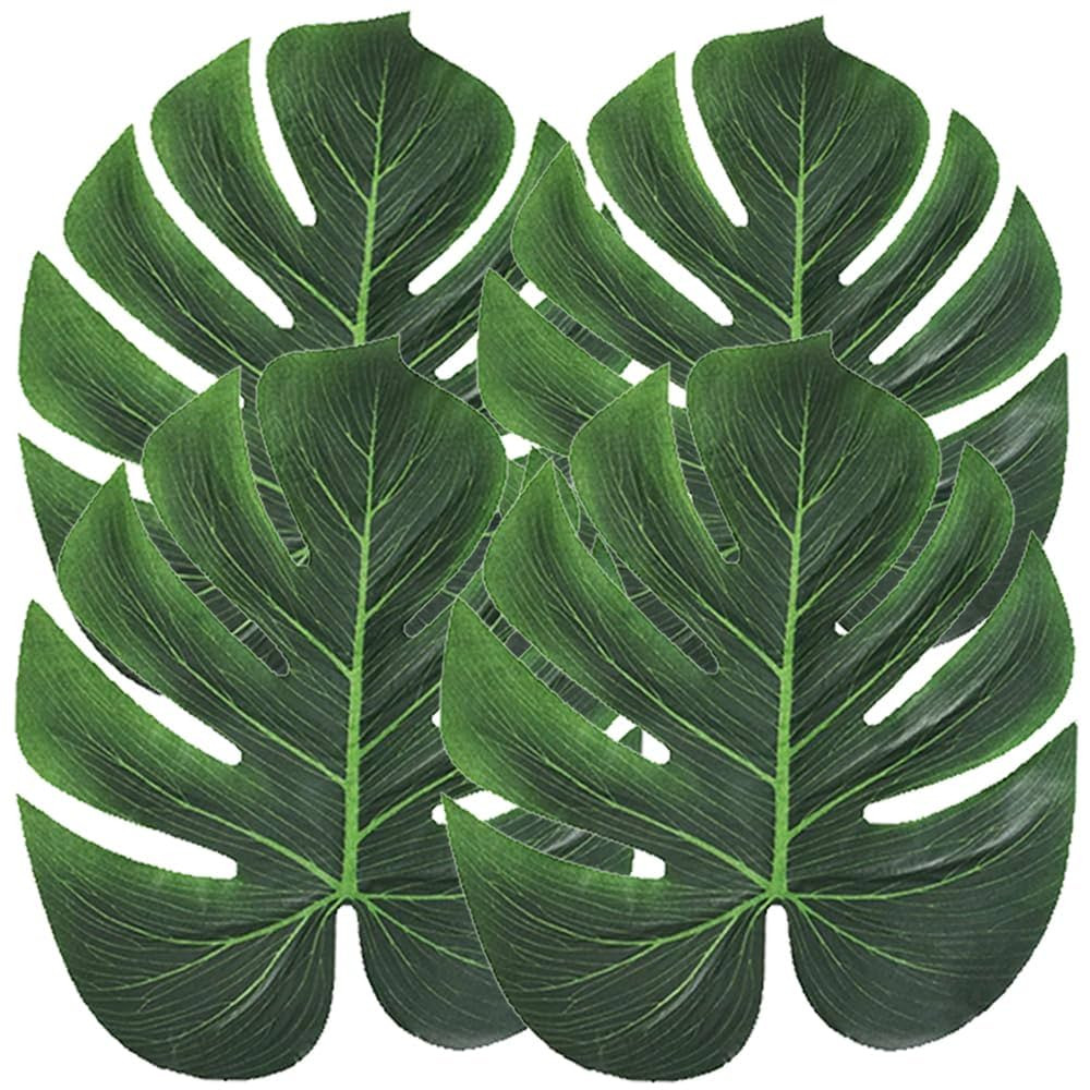 Artificial Palm Leaves, 50PCS Extra Large 14" Tropical Monstera Fake Leaves for Hawaiian Luau Jun... | Amazon (CA)