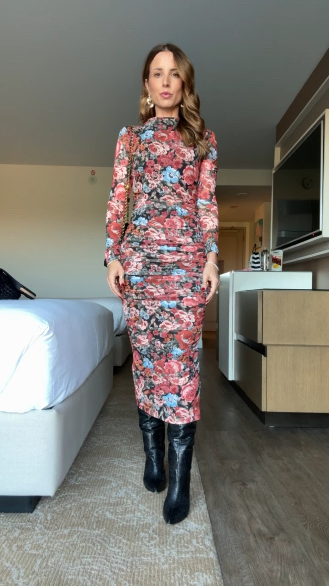 Head to toe Amazon! This floral maxi dress is stunning!! Would be small bump-friendly too! Wearing small. I went up half a size in knee-high boots. Date night outfit. Party outfit. Fall wedding guest. Spring wedding guest. 


#LTKgrwm #LTKWedding #LTKootd