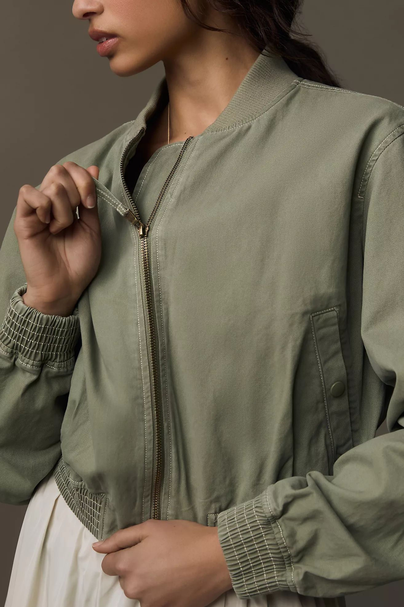 Pilcro Canvas Cropped Bomber Jacket | Anthropologie (US)