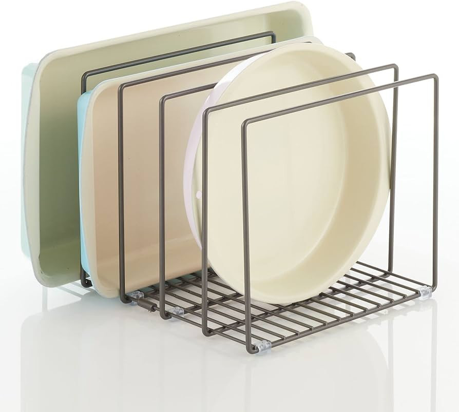 mDesign Metal Wire Organizer Rack for Kitchen Cabinet, Pantry, Shelves - Holder with 5 Slots for ... | Amazon (US)