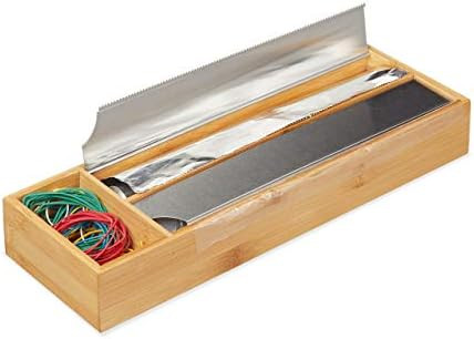 Relaxdays Foil dispenser for drawer, for aluminium foil and cling film, bamboo and stainless stee... | Amazon (UK)