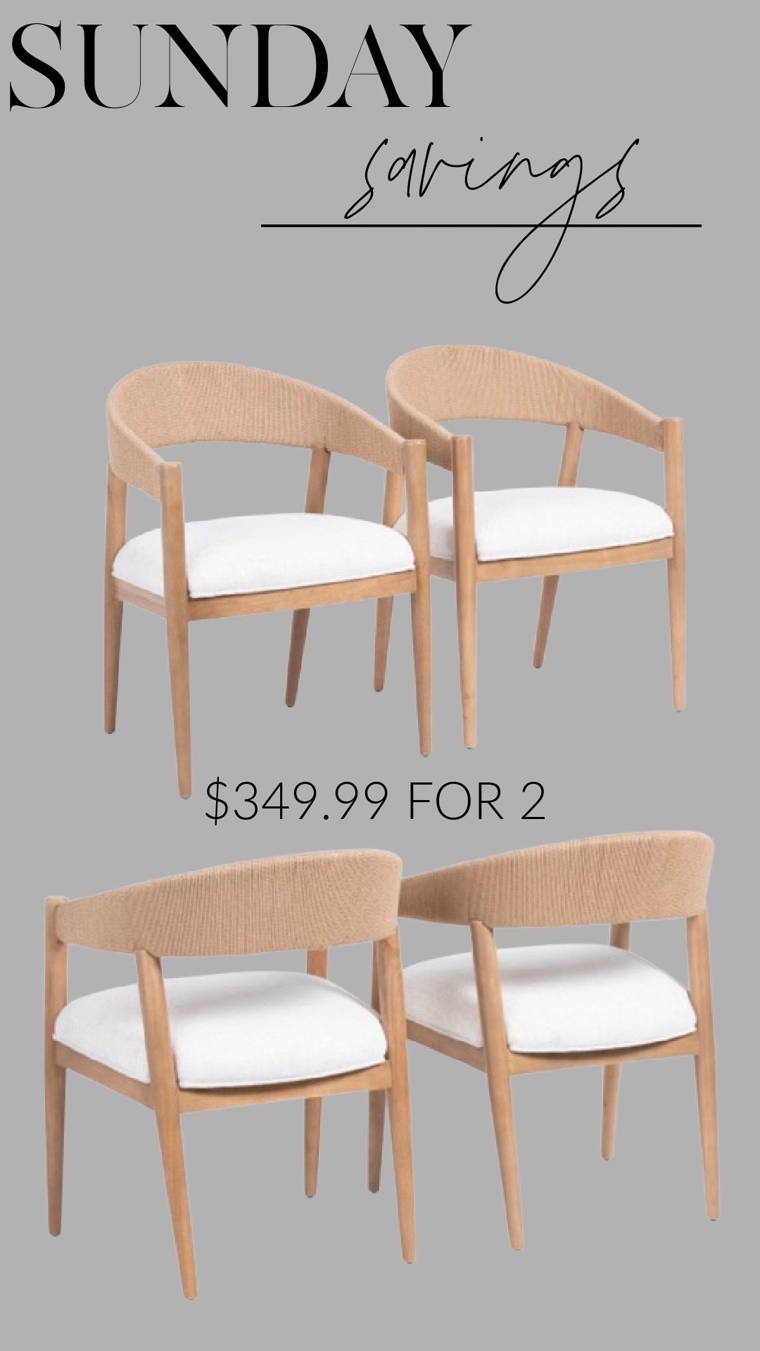 Sunday savings steal — these modern wood and cream accent chairs look high-end but come in at just $399.99 for two. The curved back and clean lines give that designer look for less, perfect for a living room, bedroom corner, or dining space. Linking the exact set plus similar neutral options. #LTKhome #SundaySavings #NeutralModernHome #LTKfinds #HomeDecorDeals #LTKinterior #AffordableHomeDecor #ModernCozy #LTKunder500 #FurnitureFinds

#LTKHome #LTKSaleAlert