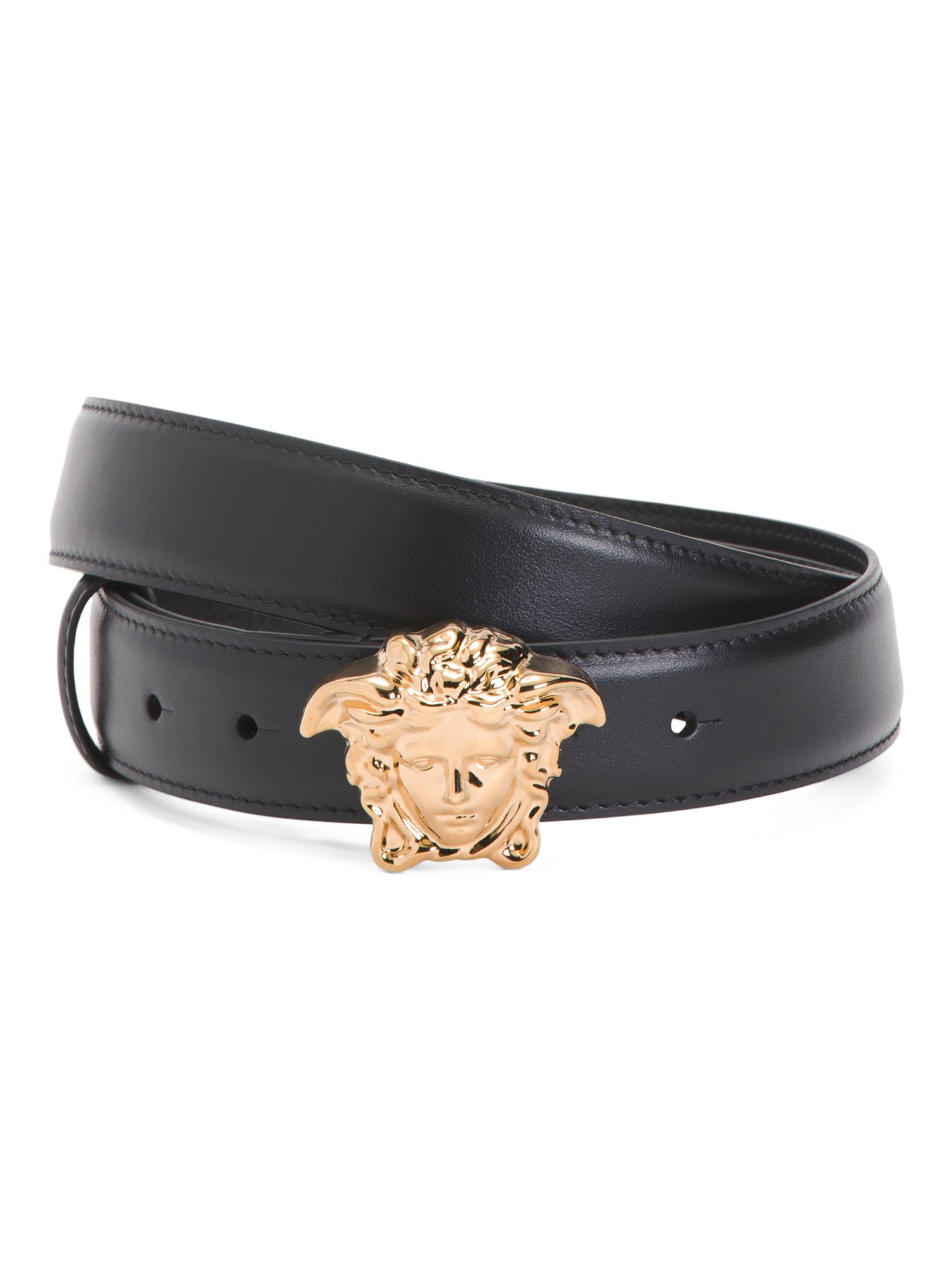 Made In Italy Leather La Medusa Buckle Belt | TJ Maxx