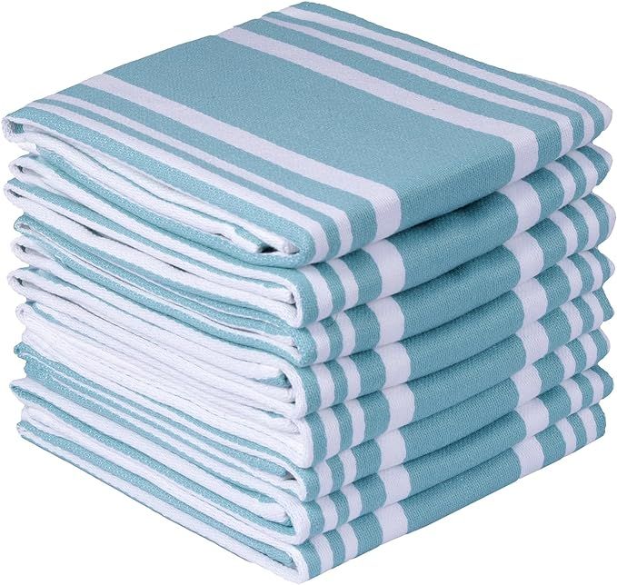 Urban Villa Dish Cloths Trendy Stripes Dish Cloths for Kitchen Aqua/White Color Set of 8 Quick Dr... | Amazon (US)