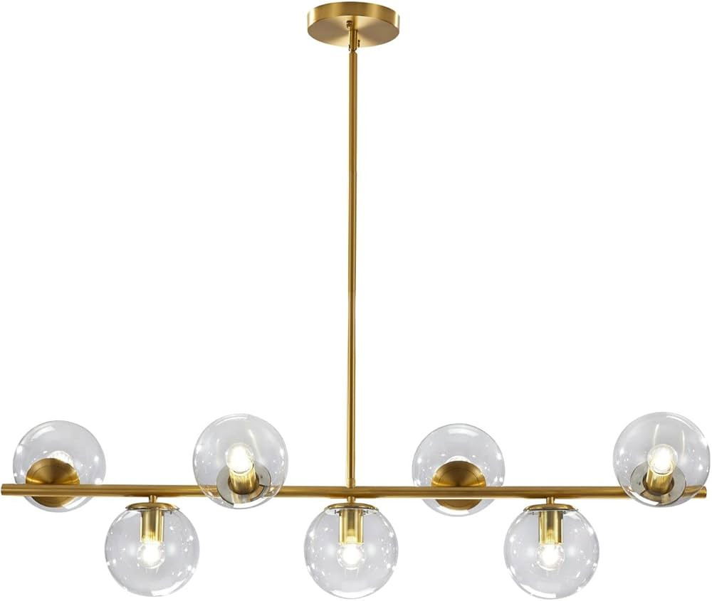 KCO Lighting 7-Light Clear Glass Globe Sputnik Chandelier Lighting Mid Century Modern Pendant Han... | Amazon (US)