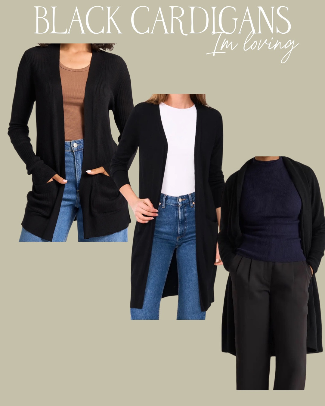 Black long duster cardigans