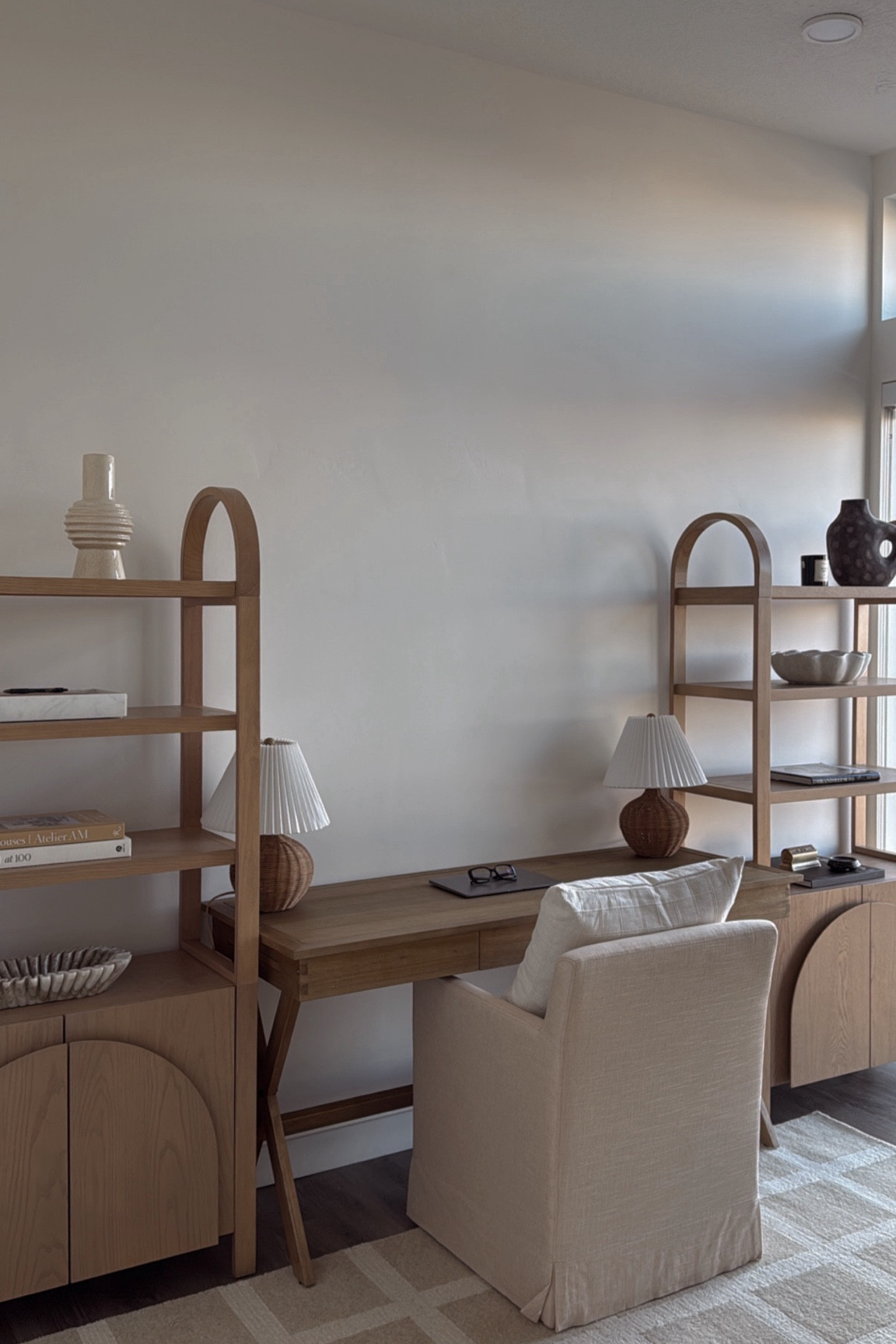 Home Office Updates | neutral home decor, minimalist apartment decor, home decor, home interior, neutral home, wood desk, Nancy Meyers aesthetic 

#LTKHome
