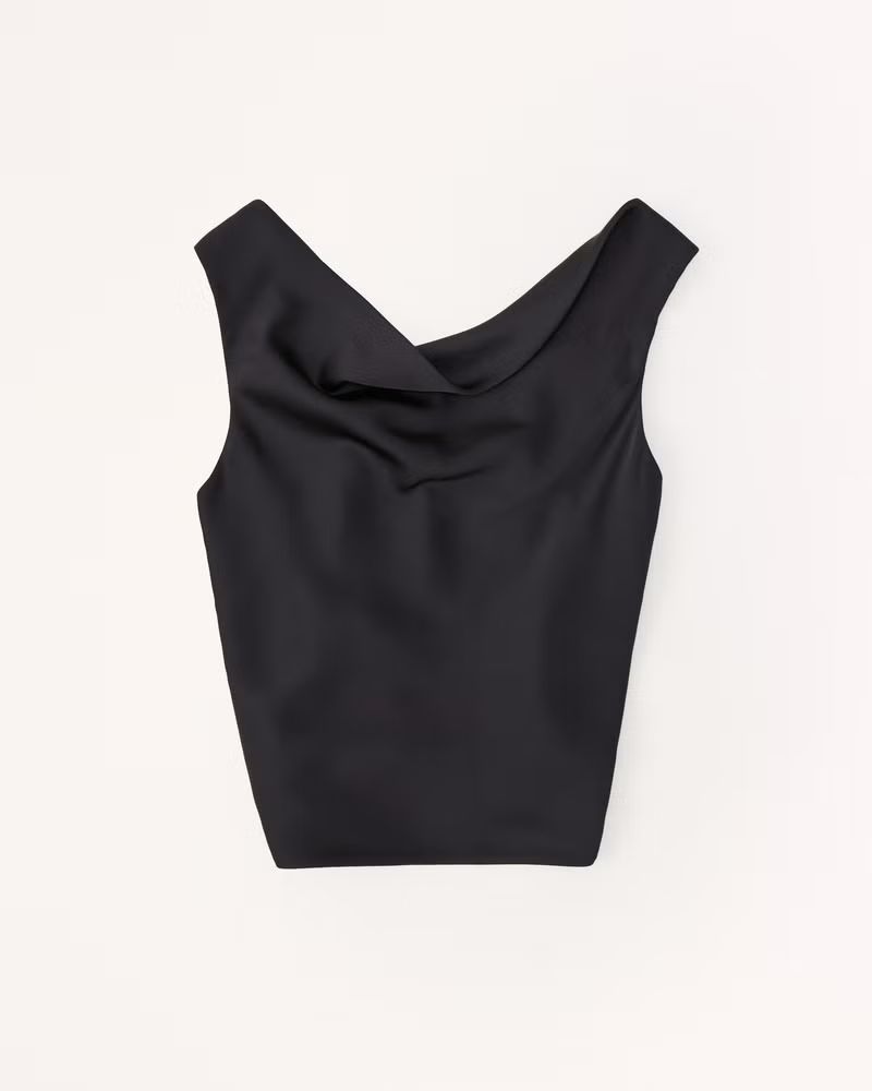 Satin High-Neck Cowl Top | Abercrombie & Fitch (US)