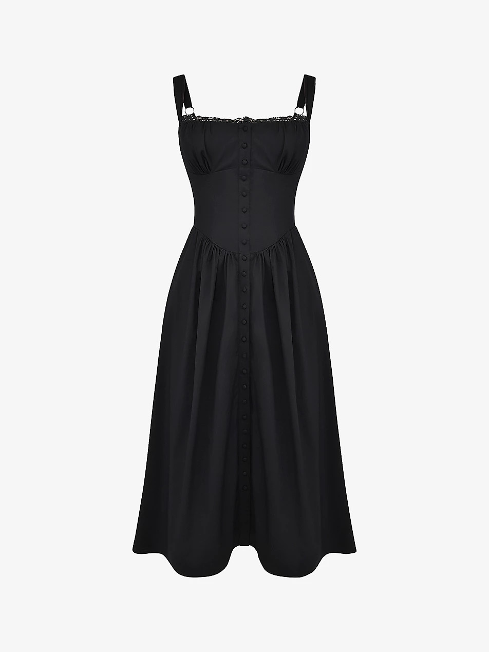 Tatiana button-front cotton-blend midi dress | Selfridges