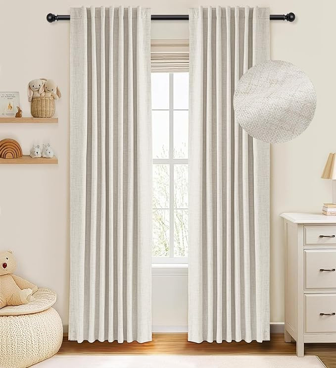 zeerobee 100% Black Out Curtains 2 Panels Set, Linen Blackout Curtains for Bedroom Living Room Nu... | Amazon (US)