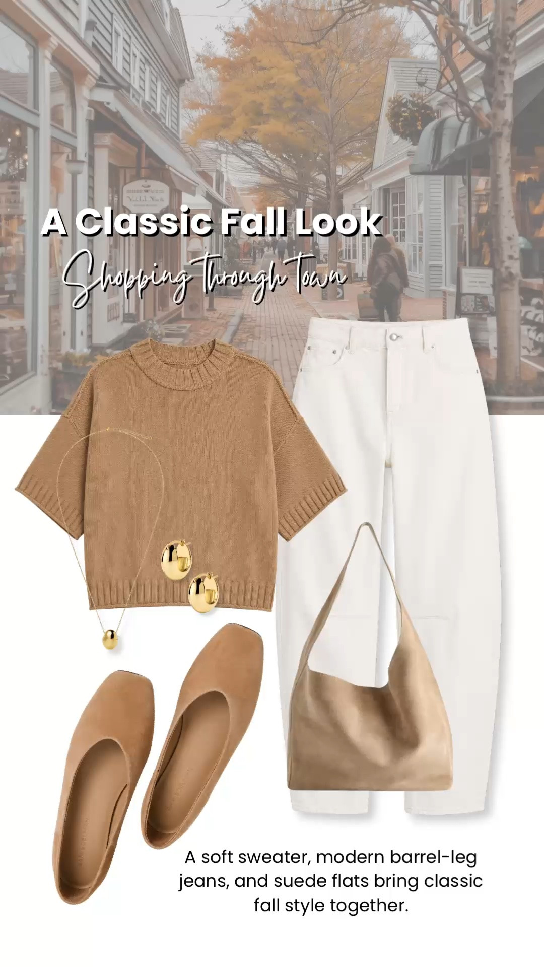 A soft camel sweater with modern barrel-leg jeans is such an easy fall combination. I love how the warm neutrals, white denim, and suede flats create a polished look that still feels relaxed and easy to wear.

💡 LTK MADE EASY
❤️ Heart = Support my posts!
🔖 Save = Get sale & restock alerts
📋 Lists = Keep favorites organized
📲 Share = Send lists and products to a friend. Hello, Christmas List!
💬 Comment = Ask me anything about what I’m wearing.:-)

#LTKootd #LTKSeasonal #LTKOver40