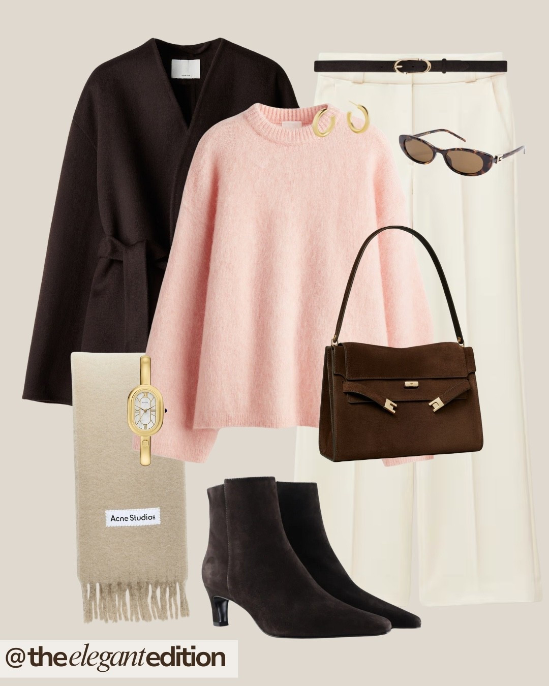 PINK & BROWN MINIMALISM 🤎💕
pink oversized sweater knit brown wool coat jacket long cream wide leg pants trousers beige Acne scarf chocolate suede ankle boots vintage watch tortoise sunglasses winter outfit ideas elegant casual chic Parisian style capsule wardrobe basics

#LTKwinter #LTKstyletip #LTKeurope
