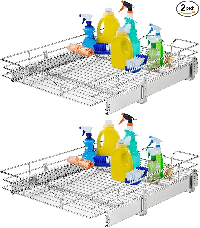 OCG Pull Out Cabinet Organizer 2 Pack (11" W x 21" D), Pull out Shelves for Kitchen Cabinets, Sli... | Amazon (US)