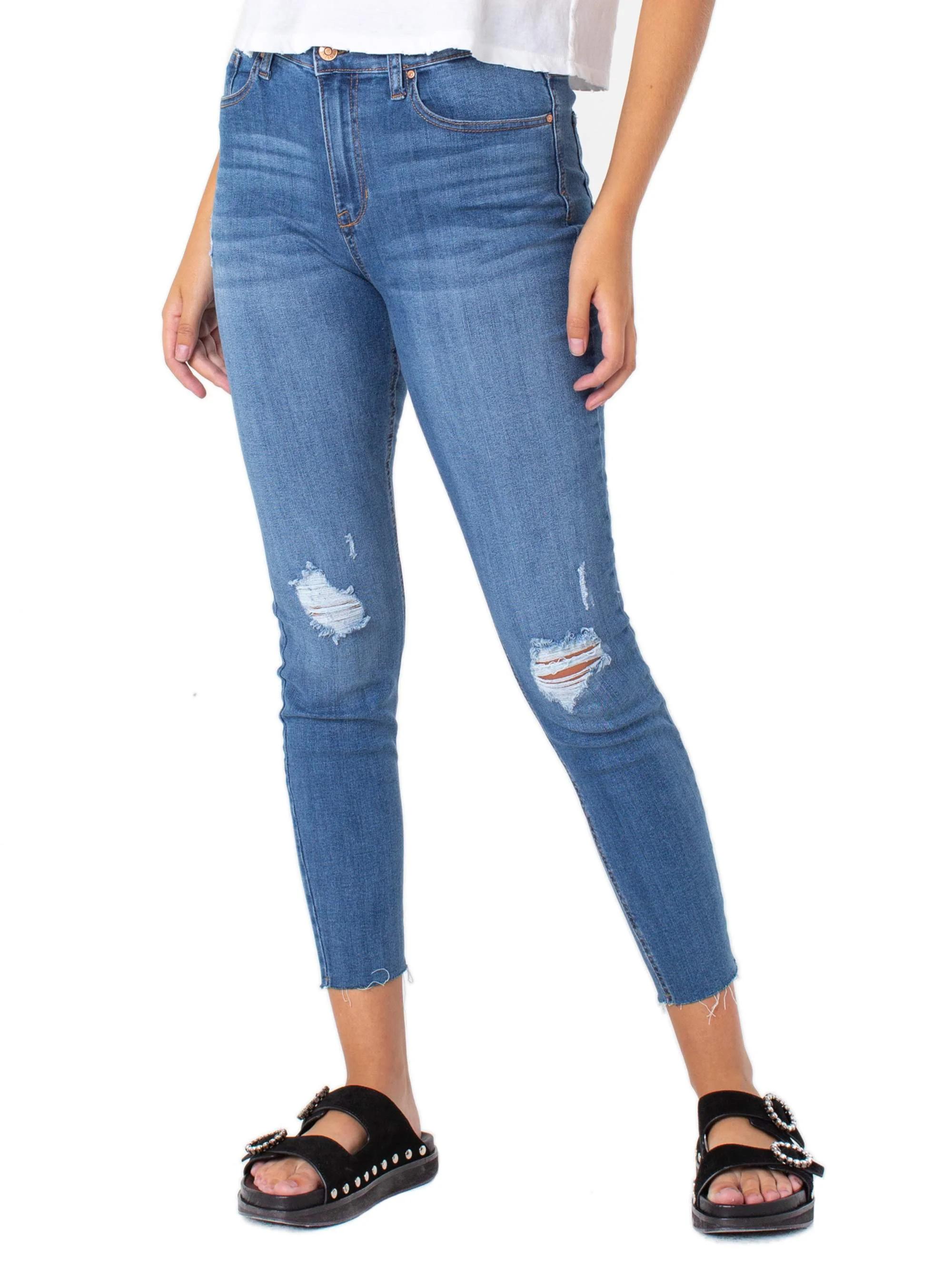 Celebrity Pink Juniors High Rise Ankle Skinny 28" with Raw Washed Hem | Walmart (US)