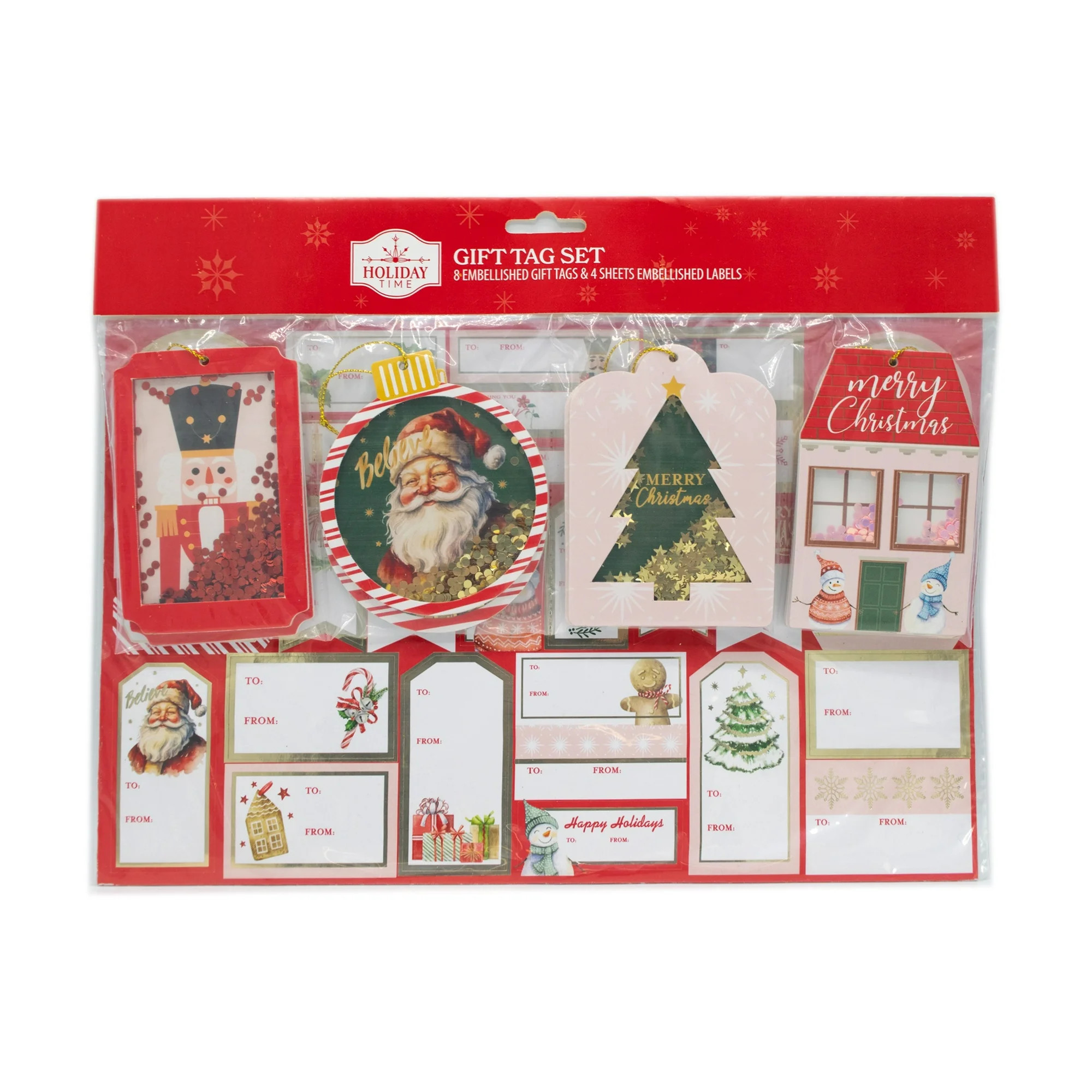 Assorted Christmas Designs Gift Tag Set, Multicolor, 124 Count, by Holiday Time | Walmart (US)