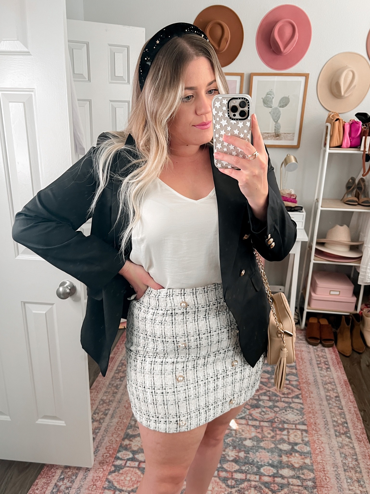 Gossip Girl outfit, tweed skirt, black blazer, Plaza Princess, classy outfit, holiday style, Gossip Girl costume, easy costume, Amazon costume, Amazon outfit

#LTKunder50 #LTKHalloween #LTKcurves