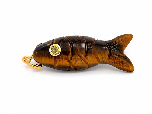 Gemini Jewelry Carved Tiger Eye Fish Pendant in Brown at Nordstrom | Nordstrom