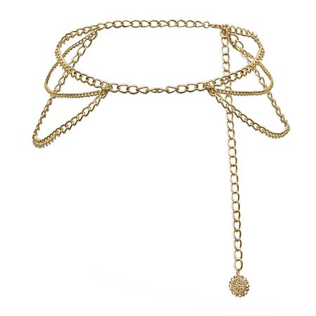 KEUSN Vintage Women Waistband Metal Waist Chain Belt Wide Gold Coins Tassel Band W | Walmart (US)