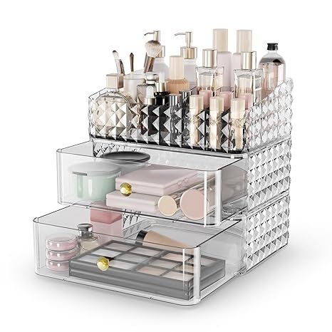 Makeup Organizer for Vanity, Stackable Cosmetics Organizer and Storage, Cosmetic Display Cases wi... | Amazon (US)