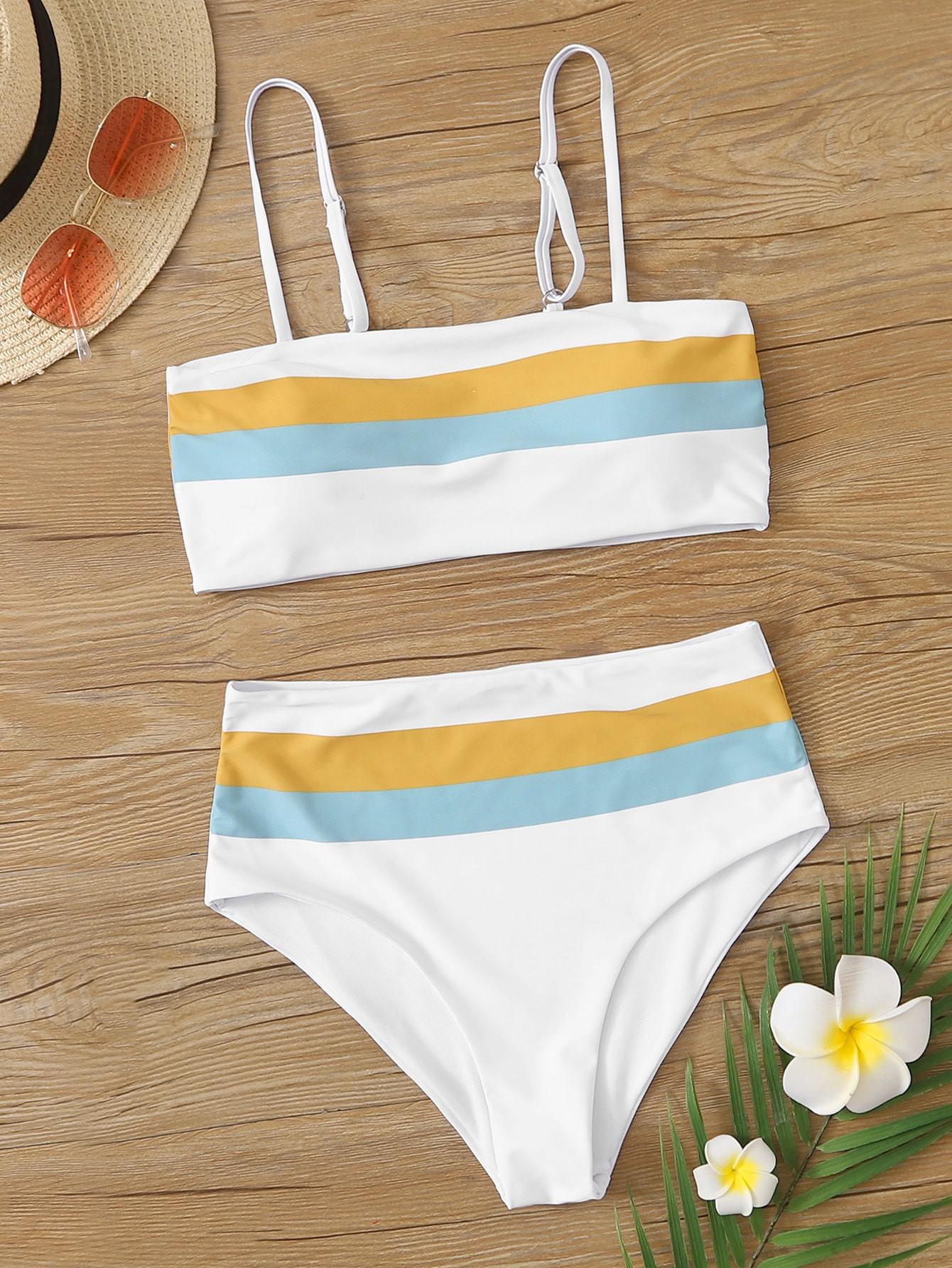 Striped High Waist Bikini Swimsuit
     SKU: rwswim03200401485  NEW       
                142 Re... | ROMWE