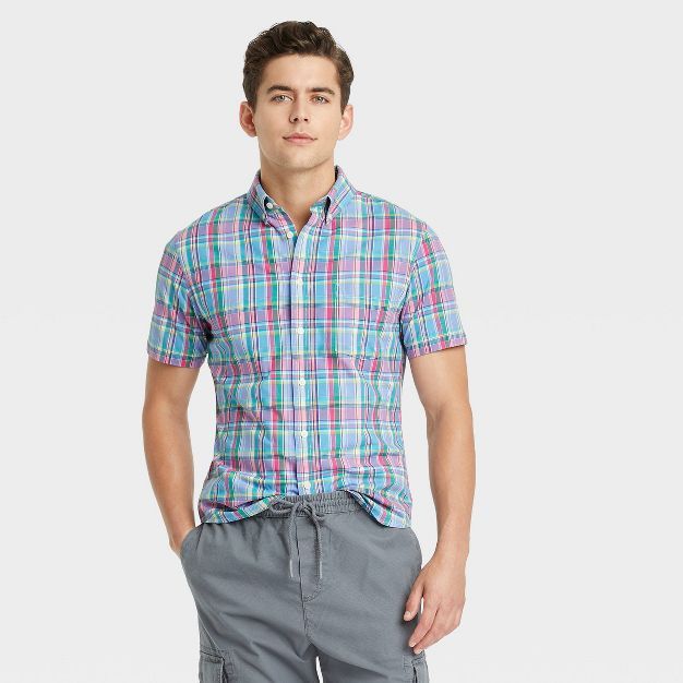 Men's Slim Fit Stretch Poplin Short Sleeve Button-Down Shirt - Goodfellow & Co™ | Target