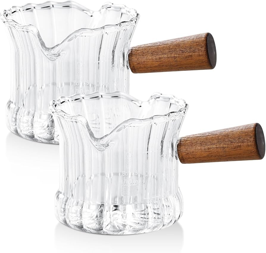 Bincoo 120ML Modern Clear Glass Espresso Shot Glass Set of 2, V-Shaped Mouth & Dual-Scale Marking... | Amazon (US)