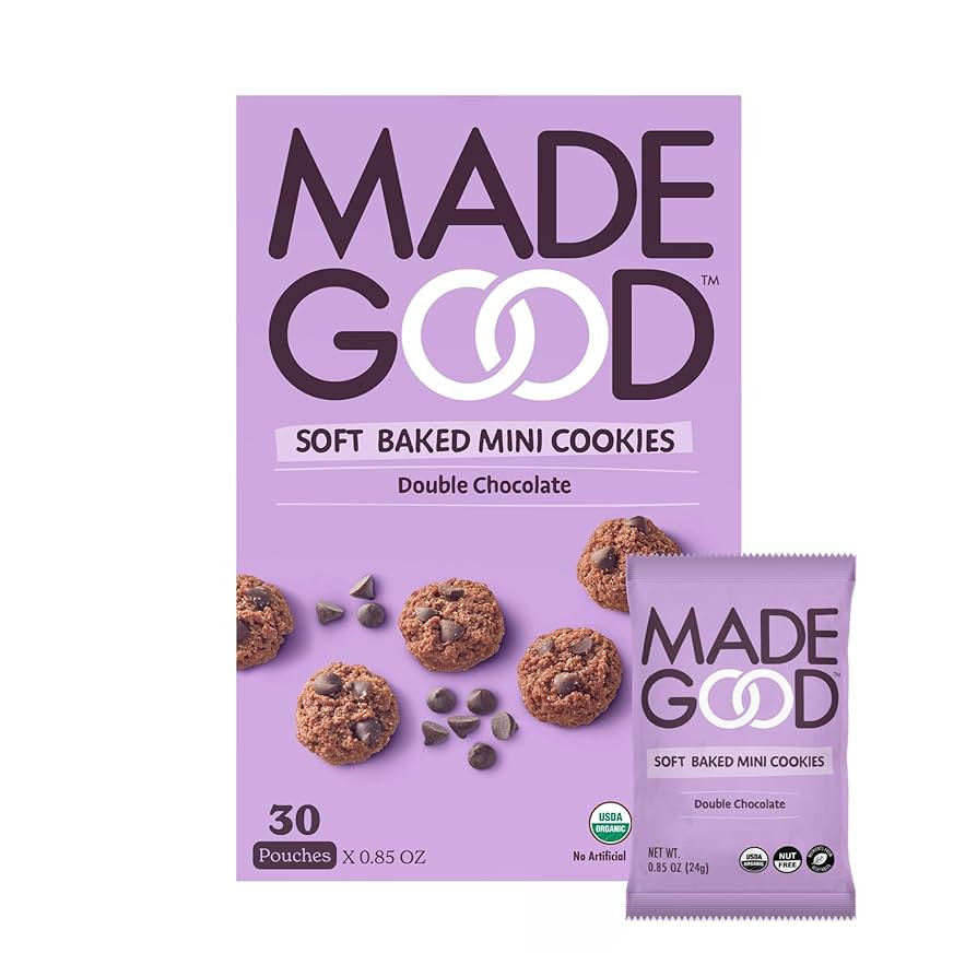 MadeGood Double Chocolate Soft Baked Mini Cookies (30 Count - 0.85 Oz Each) Allergy Friendly, Glu... | Amazon (US)