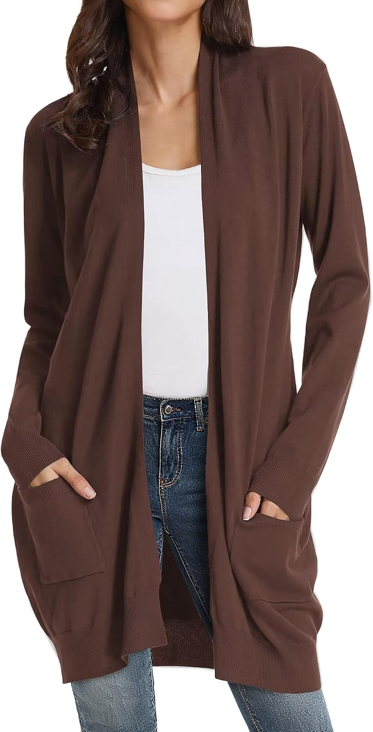 GRACE KARIN Long Cardigan for Women Lightweight Open Front with Pockets | Amazon (US)