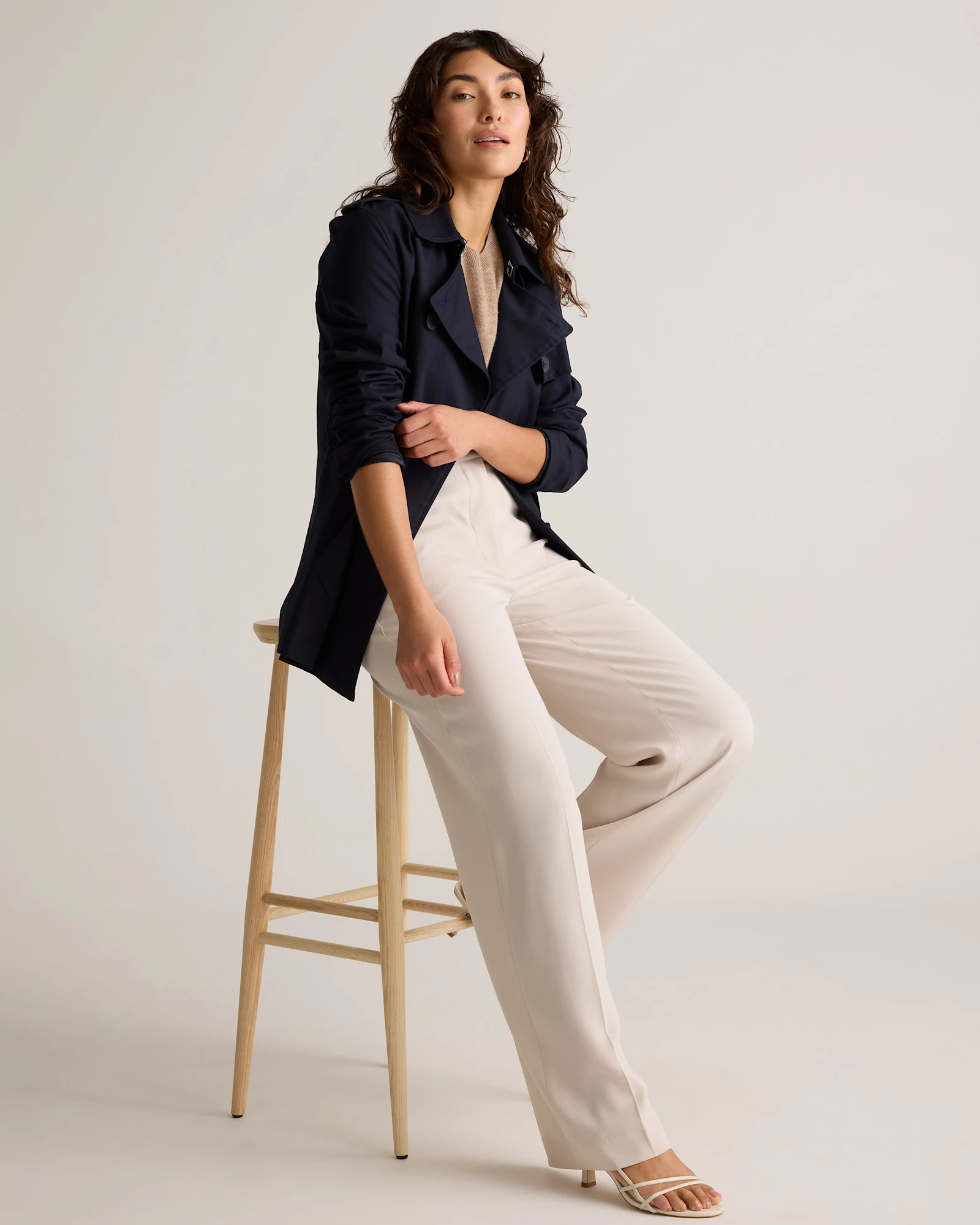 Stretch Crepe Classic Trouser Pants in Textured Sand | Quince