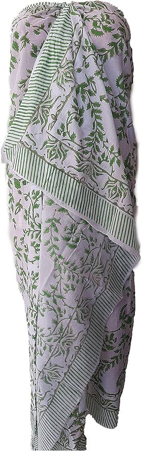 Namo Handicraft Women's Cotton Floral Printed Sarong for Women's Summer Beachwear | Amazon (US)