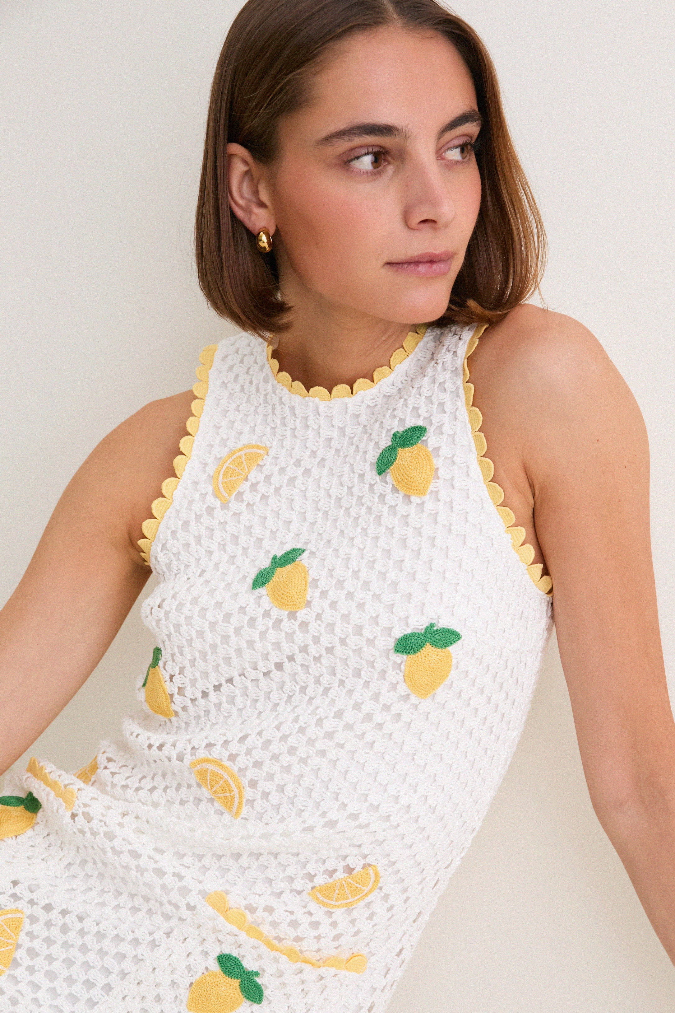 Bright White Lemon Crochet Wynn Mini Dress | Tuckernuck (US)