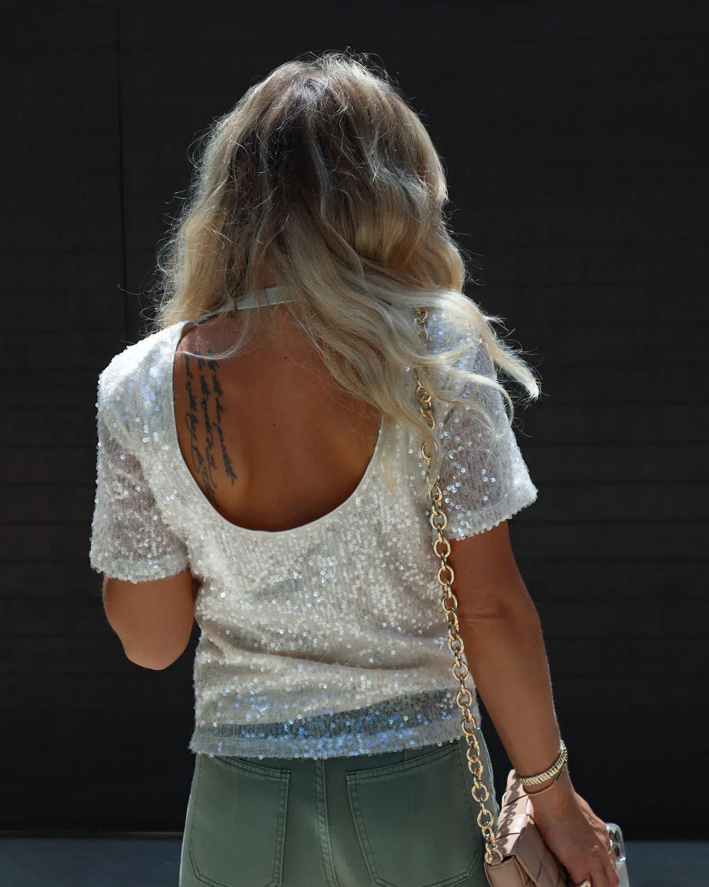 Dreamscape Sequin Cut Out Top | VICI