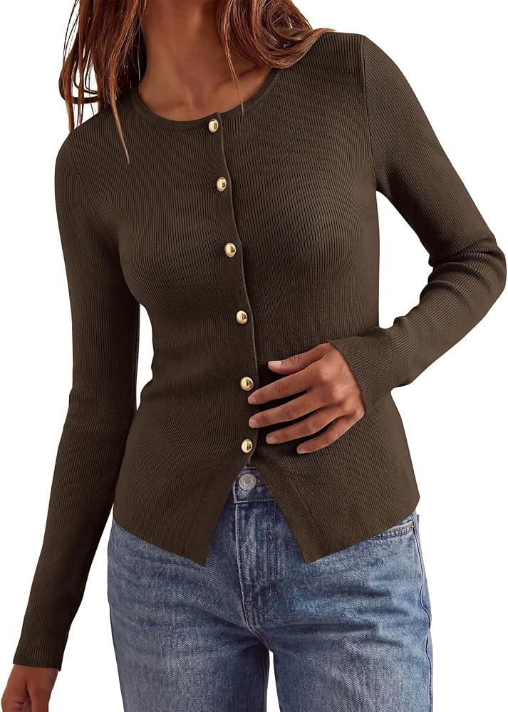 PRETTYGARDEN Long Sleeve Button Front Cardigan Sweaters for Women Fall Tops | Amazon (US)