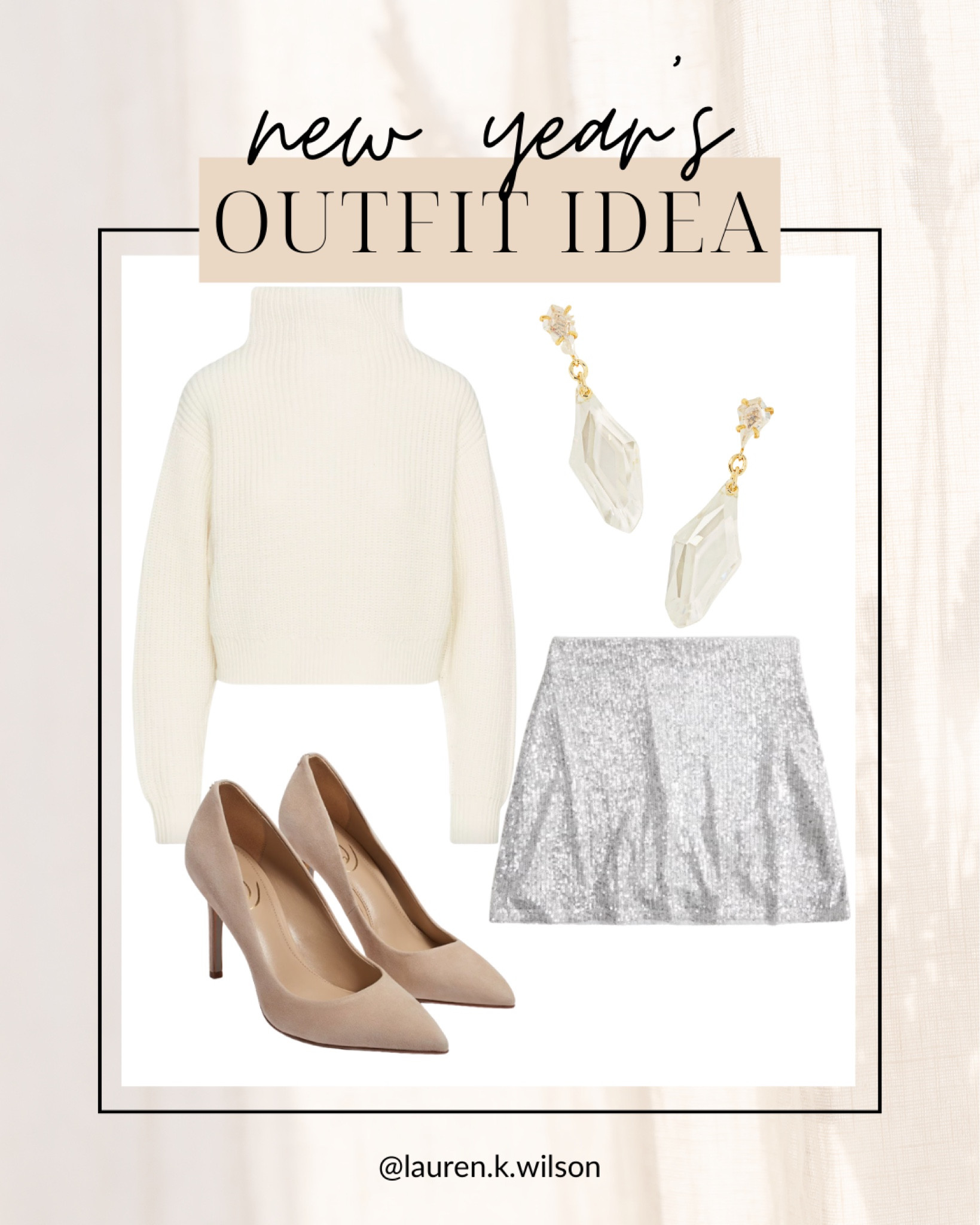 New years outfit idea, sequin skirt, heels, pointed toe, turtleneck sweater, statement earrings, jewelry, Kendra Scott 

#LTKHoliday #LTKSeasonal #LTKstyletip