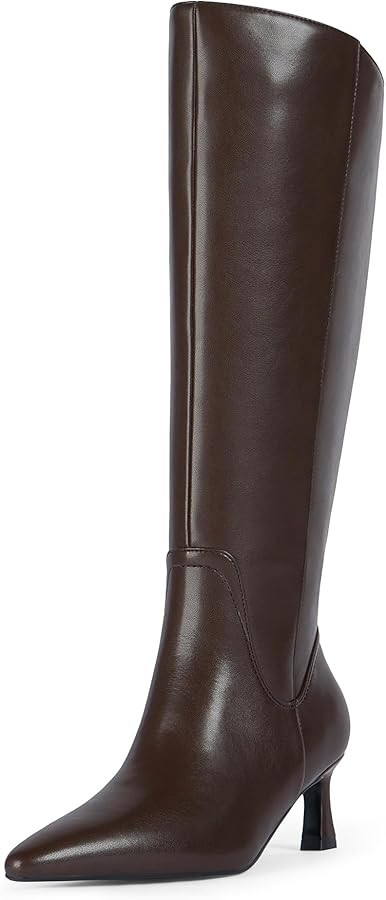 Knee High Boots Womens Pointed Toe 2.17-Inch Kitten Heel Side Zipper Fall Long Tall Boots for Wom... | Amazon (US)